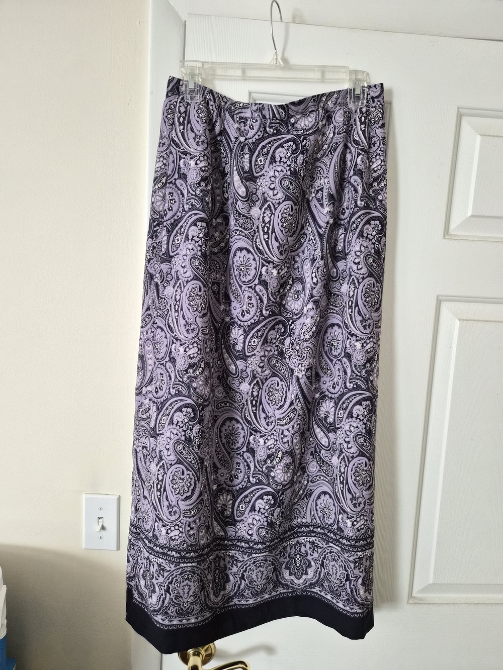 Liz Baker Lavender and Black Paisley Maxi Skirt